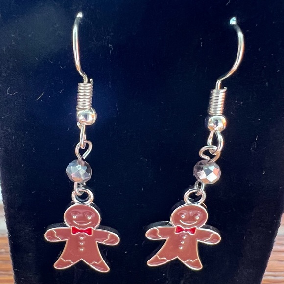 Handmade Gingerbread Man Earrings - Picture 2 of 9